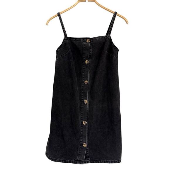 ASOS DESIGN size 2 Dress Black Denim Button Down Mini Sleeveless - Picture 3 of 6